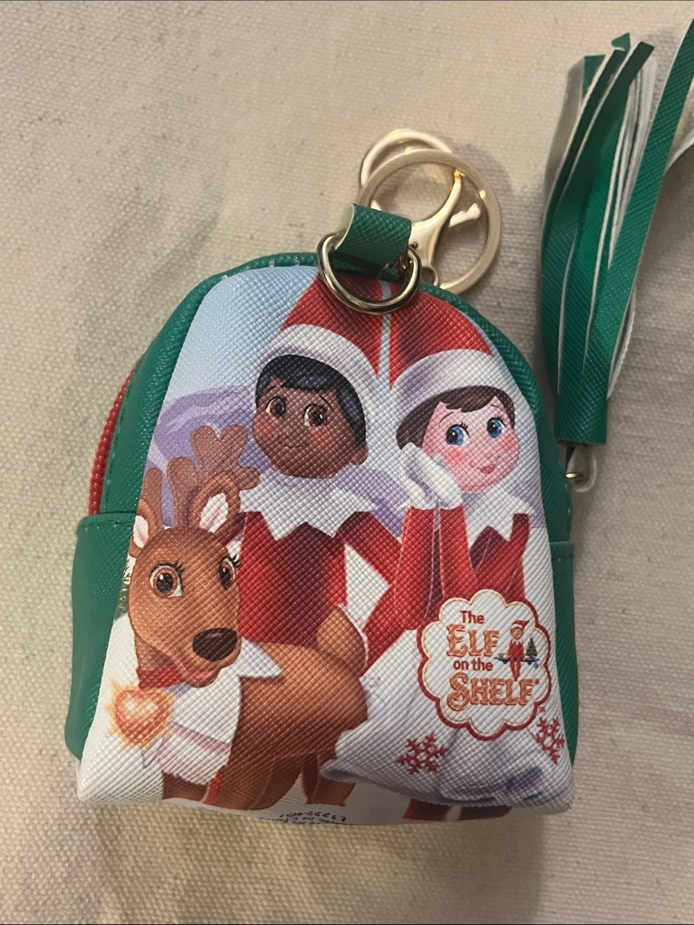 Green Kids Elf on the Shelf Mini Backpack Keychain change bag cute 96